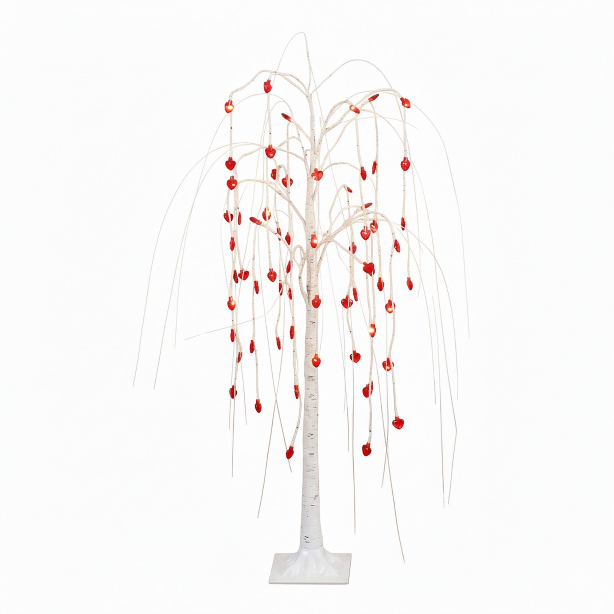 4ft. Pre-Lit Artificial Valentine's Day Willow Tree with 48 Heart Shaped LED Lights